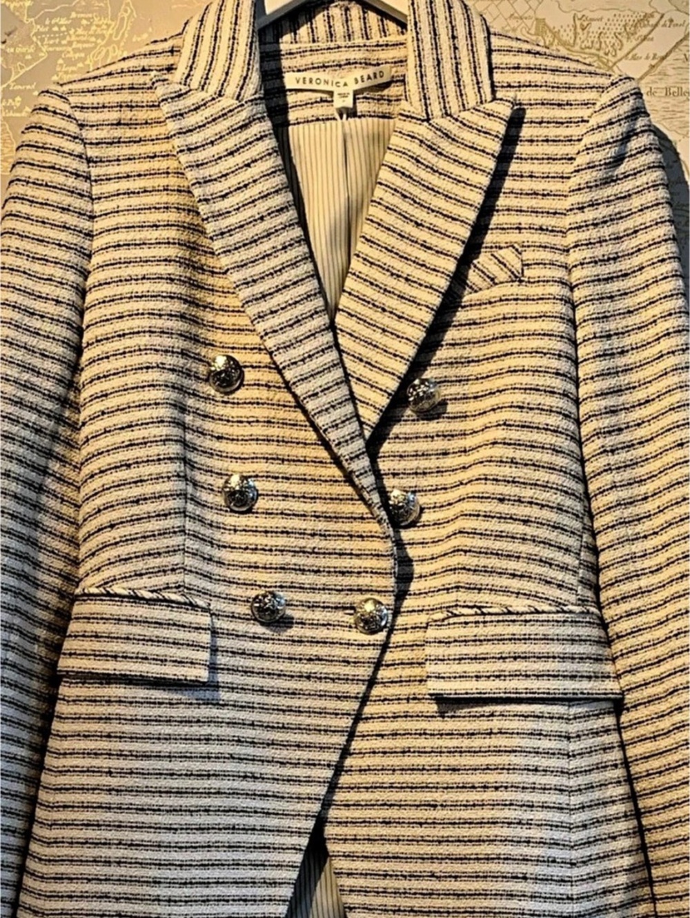 Veronica Beard Miller Dickey Jacket Striped Blazer White & Black